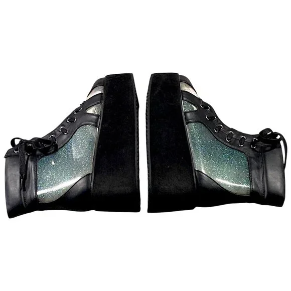 Demonia Boots Womens 7 Platform Holographic Whimsigoth Witch Punk Rave GRIP-102 - Picture 8 of 16